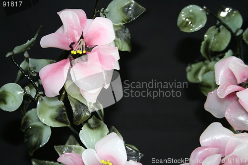 Image of Rose  and white glass flowers