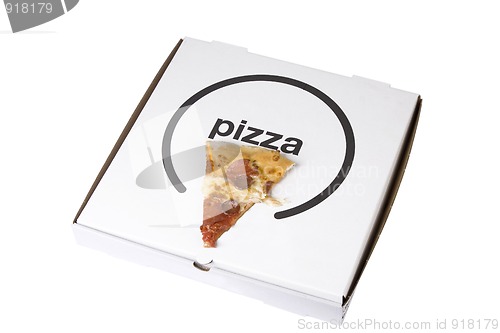 Image of spicy pizza on carboard box