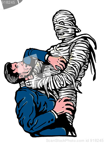 Image of mummy strangling a man