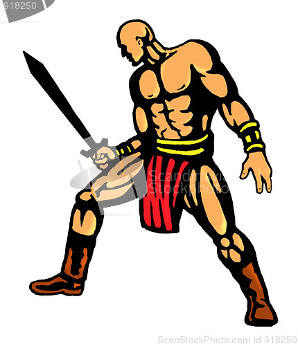 Image of warrior with big sword fighting