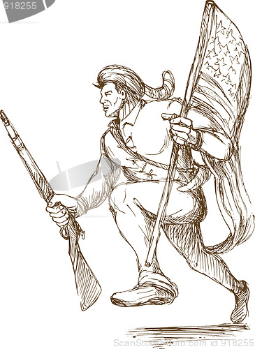 Image of american revolutionary carrying flag