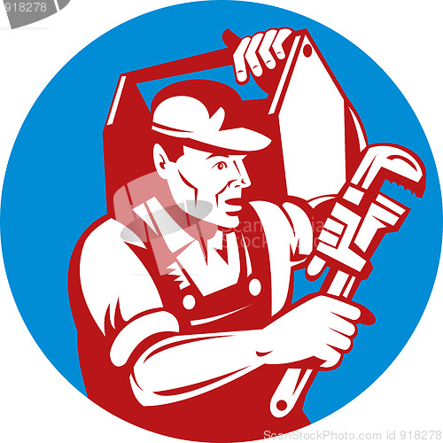 Image of Plumber with monkey wrench