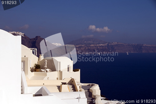 Image of house over mediterranean sea caldera santorini greece