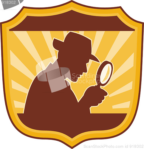 Image of detective inspector with magnifying glass