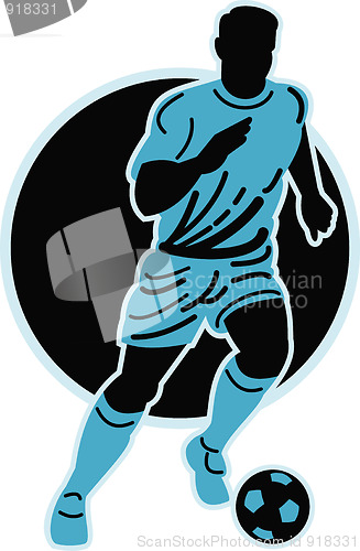 Image of soccer player running with the ball