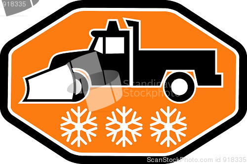 Image of Snow plow truck with snowflake 