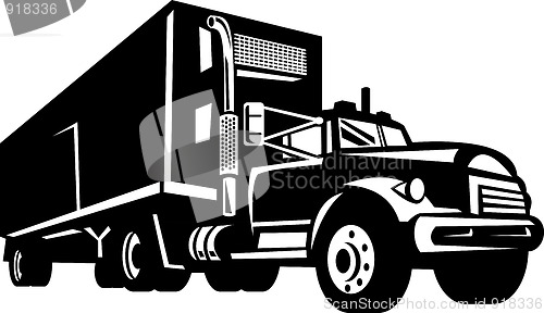 Image of truck with container van trailer