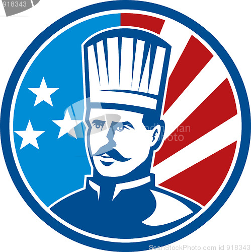 Image of American Chef cook baker with stars and stripes 