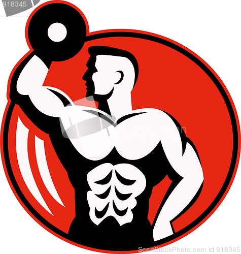 Image of human figure body builder lifting a dumbbell