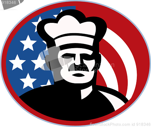 Image of American Chef cook baker with stars and stripes