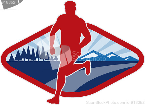 Image of Cross country runner with landscape
