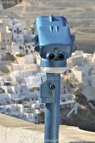 Image of  viewing station over santorini greek island
