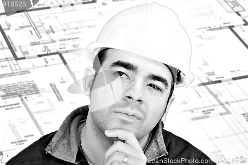 Image of Construction Worker Thinking