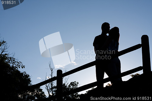 Image of Kissing Couple Silhouette