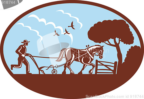 Image of farmer plowing with horse