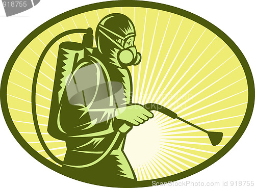 Image of Pest control exterminator worker spraying 