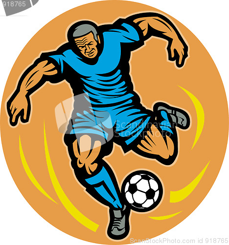 Image of Soccer player kicking the ball