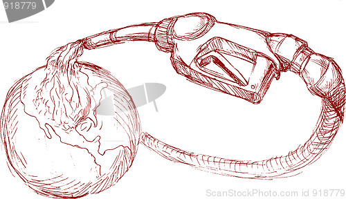 Image of Gasoline pump nozzle pouring oil