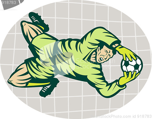 Image of Soccer football goalie keeper saving a goal