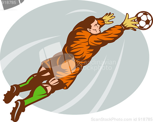 Image of Soccer football goalie keeper saving a goal