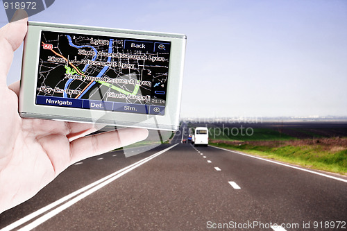 Image of  gps in a man hand.