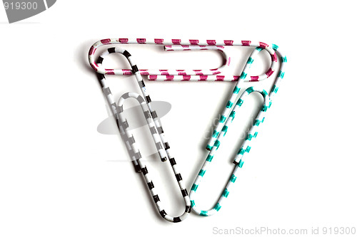 Image of Three multicolored paperclips