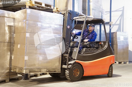 Image of forklift at work with driver