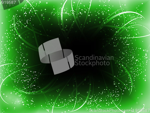 Image of Infinite Perspective Green Stars Background.