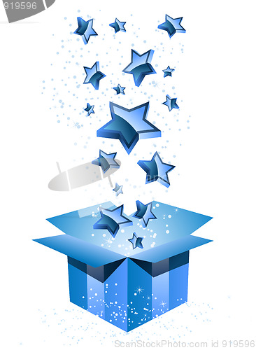 Image of Gift Box Blue with Stars. 