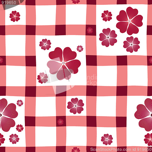 Image of Red-white floral seamless pattern