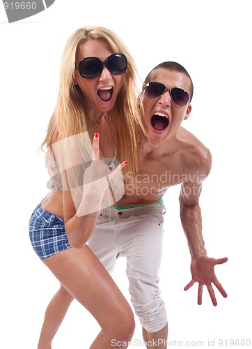 Image of party couple screaming 