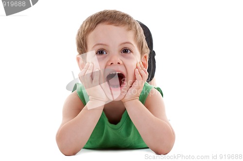 Image of happy kid play on floor