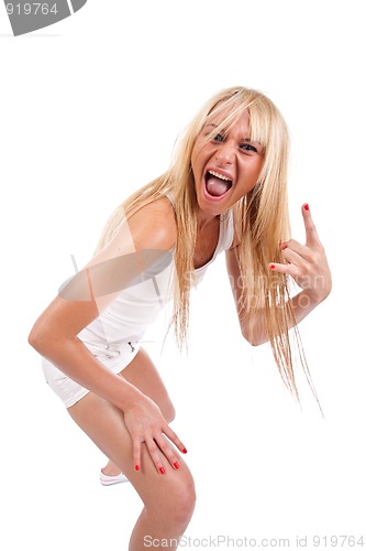 Image of  casual woman screaming