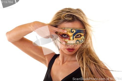 Image of girl wearing  a vintage mask