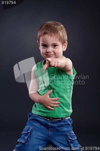 Image of Funny boy pointing