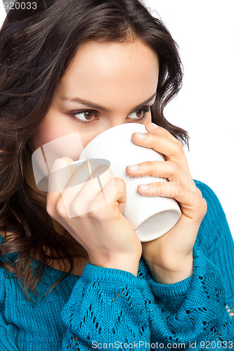 Image of Woman drinking coffee