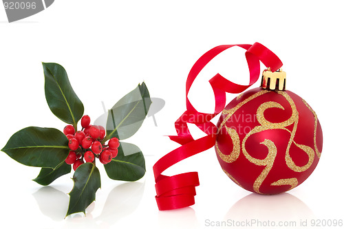 Image of Christmas Bauble and Holly 