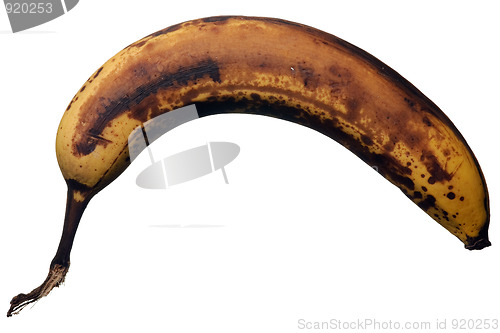 Image of Overripe banana. Isolated over white.