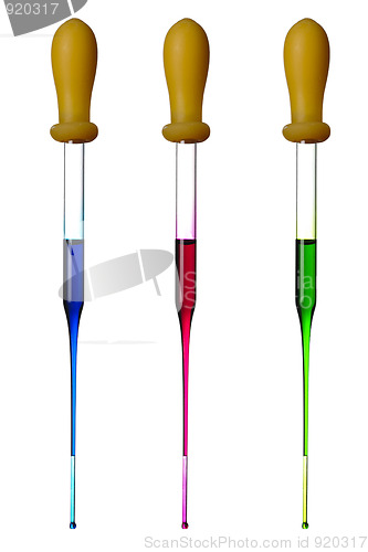 Image of Red, green, blue Pipettes 