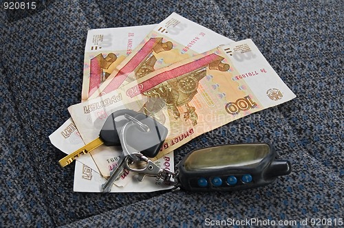 Image of Car keys and money