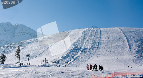 Image of Ski slope at winter resort Bansko, Bulgaria 