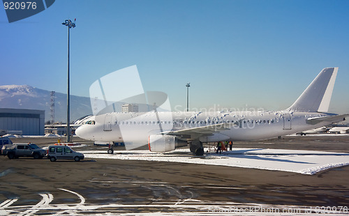 Image of Airbus at international airport of Sofia, Bulgaria