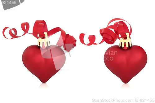 Image of Christmas Red Heart Baubles