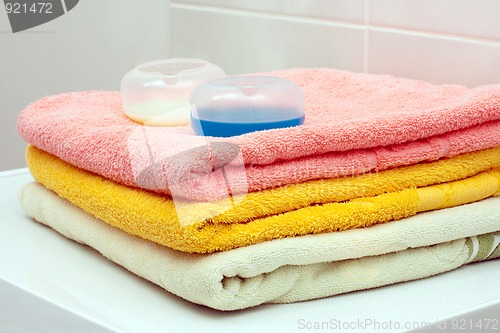 Image of Towels and washing gel