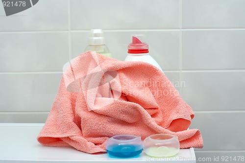Image of Crumpled towel in the bathroom
