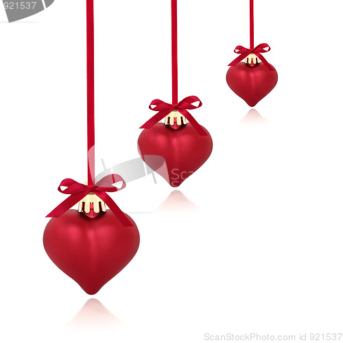 Image of Red Heart Christmas Baubles