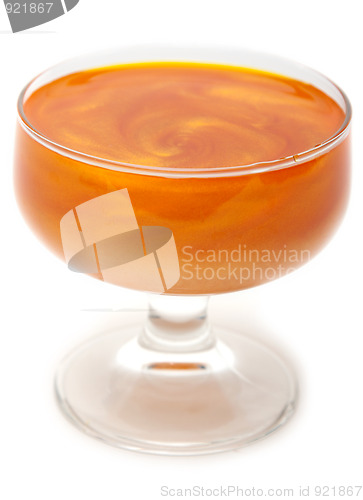 Image of Orange mother-of-pearl jelly in transparent glass