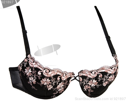 Image of Black bra with silk rose