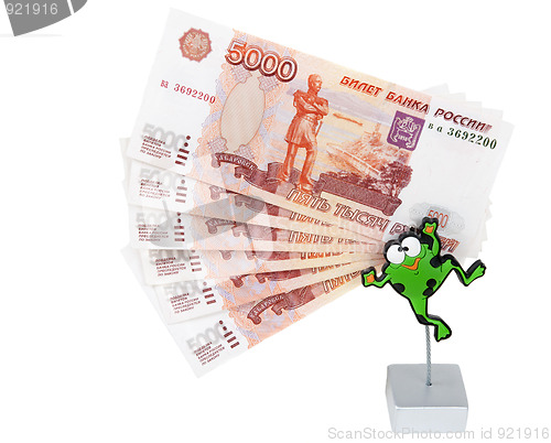 Image of Bills 5000 roubles in stand in the manner of frogs