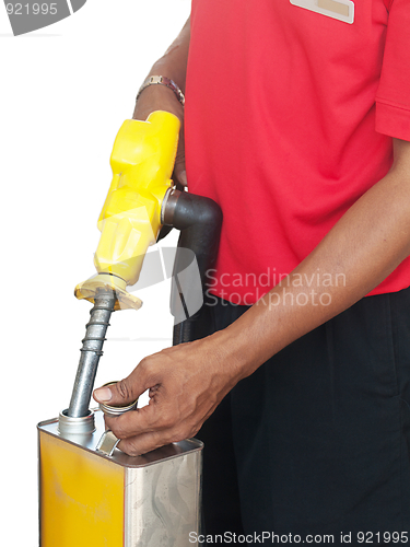 Image of Man filling a gasoline container